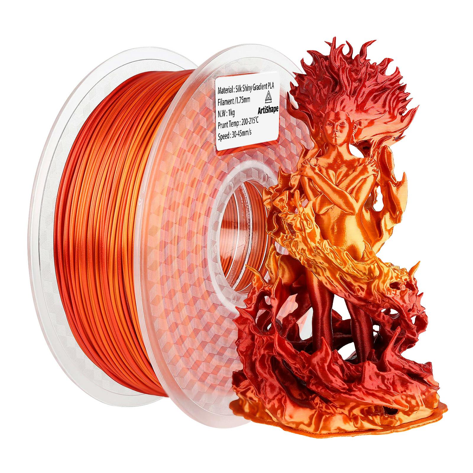 Silk Gold & Shiny Red - Silk Shiny Gradient 3D Printer Filament - PLA Filament