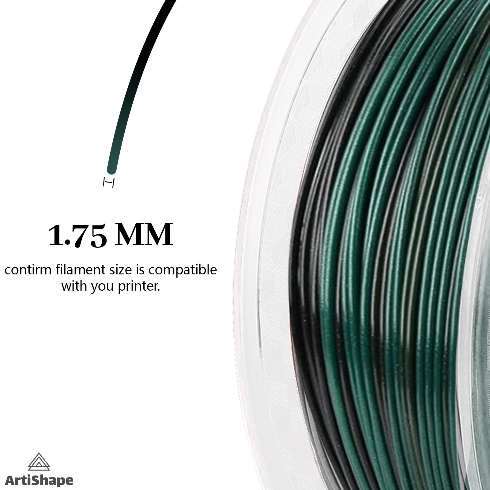 artishape-silk-shiny-gradient-pla-filament-black&green-1.75mm