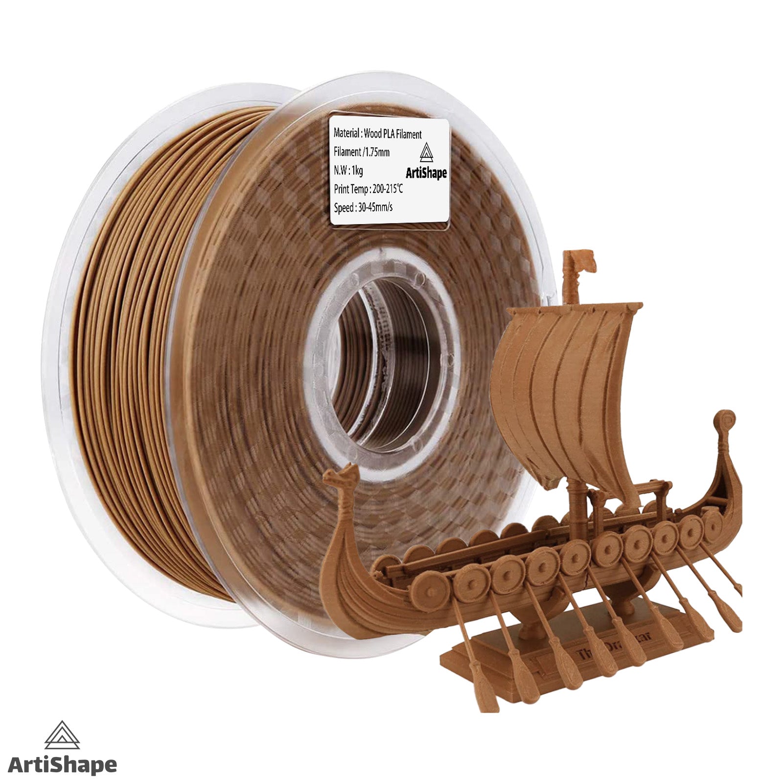 WalnutWood - 3D Printer Filament - PLA Filament - 1.75MM,0.8KG Spool