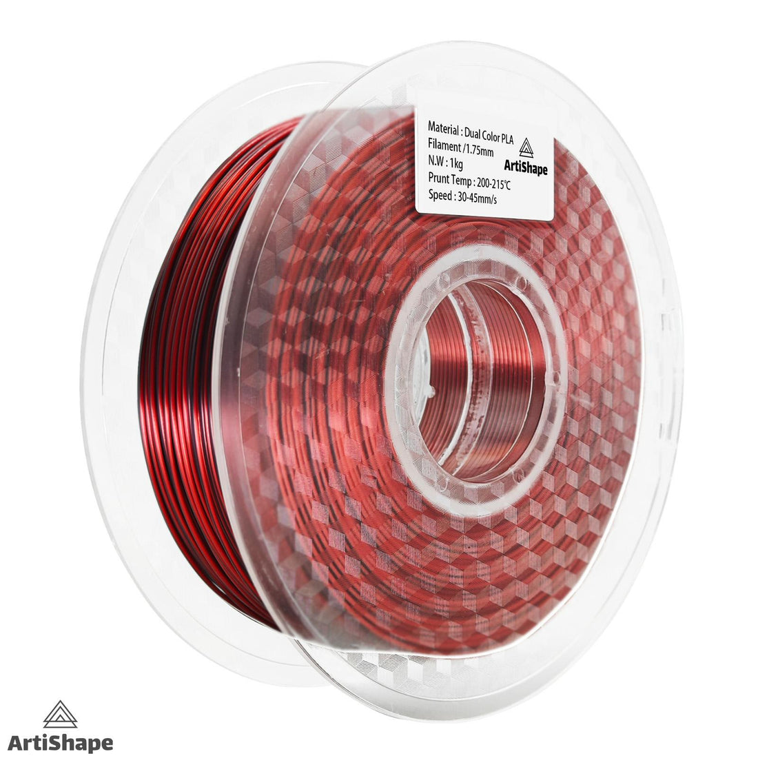 Red & Black- Silk Dual Color 3D Printer Filament - PLA Filament