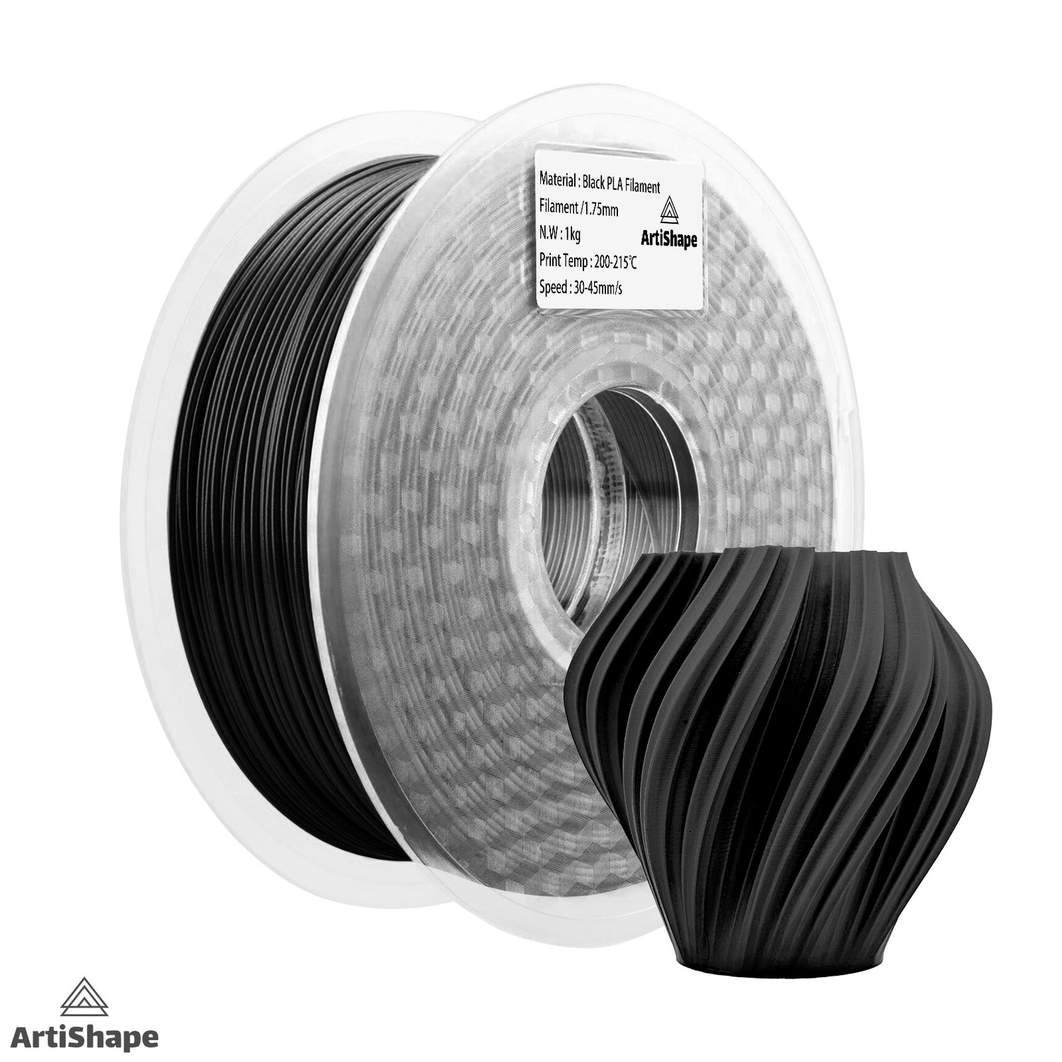 Black 3D Printer Filament - PLA Filament - 1.75MM,1KG Spool