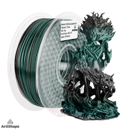 artishape-silk-shiny-gradient-pla-filament-black&amp;green-1.75mm