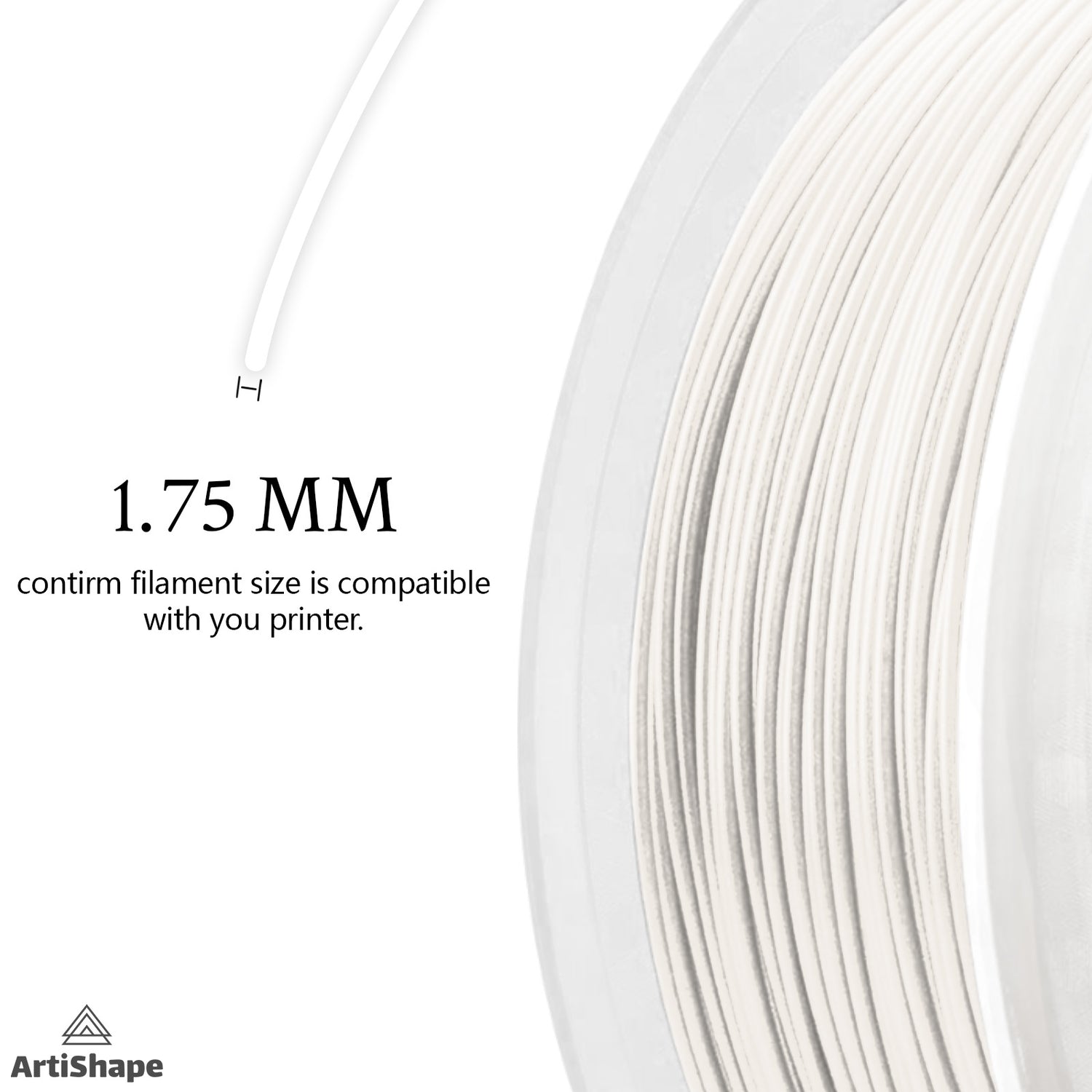 White 3D Printer Filament - PLA Filament - 1.75MM,1KG Spool