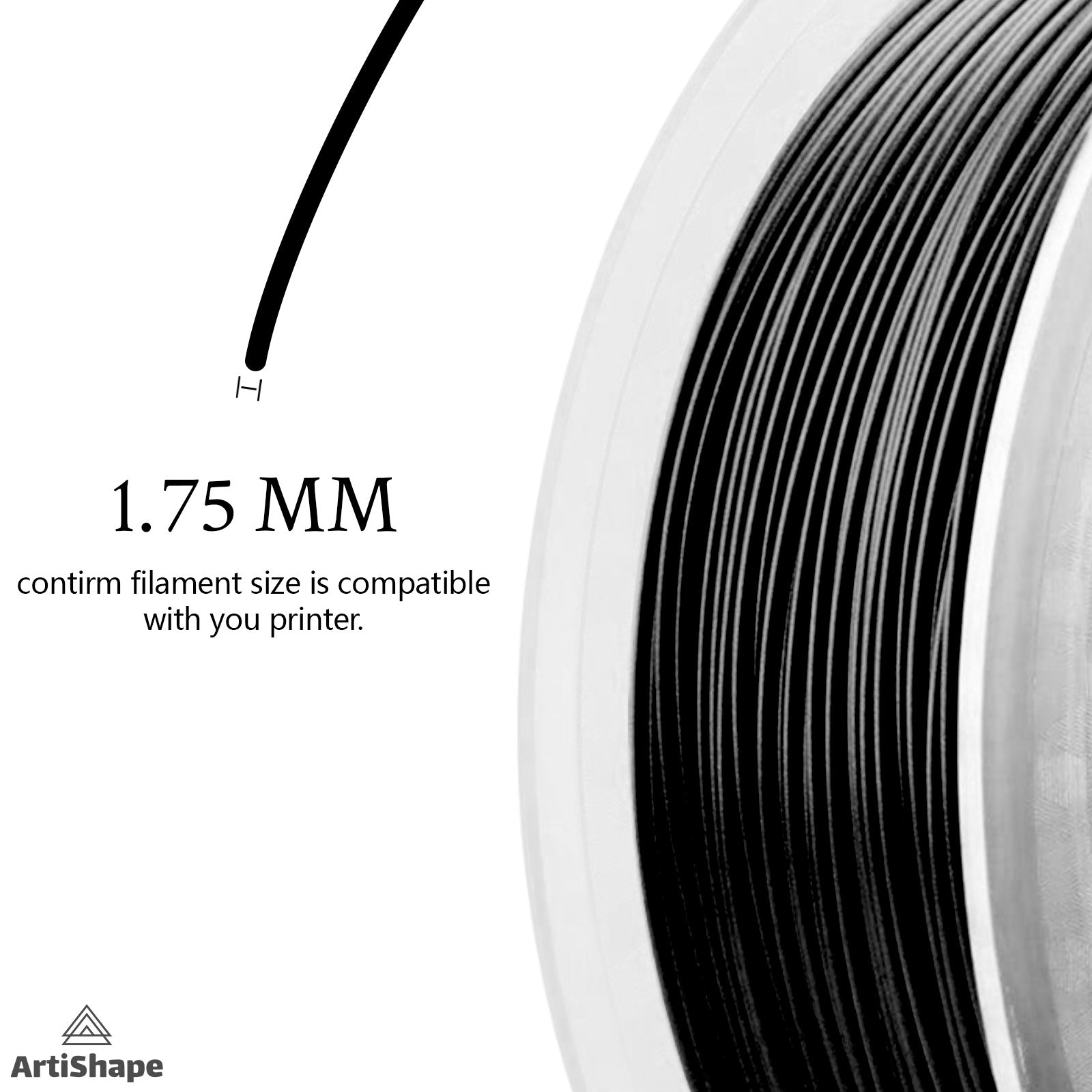 Black 3D Printer Filament - PLA Filament - 1.75MM,1KG Spool