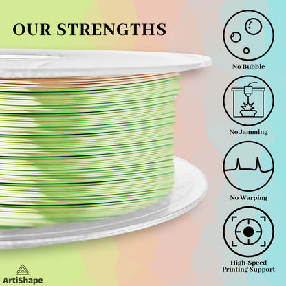 Silk Rainbow 3D Printer Filament - PLA Filament