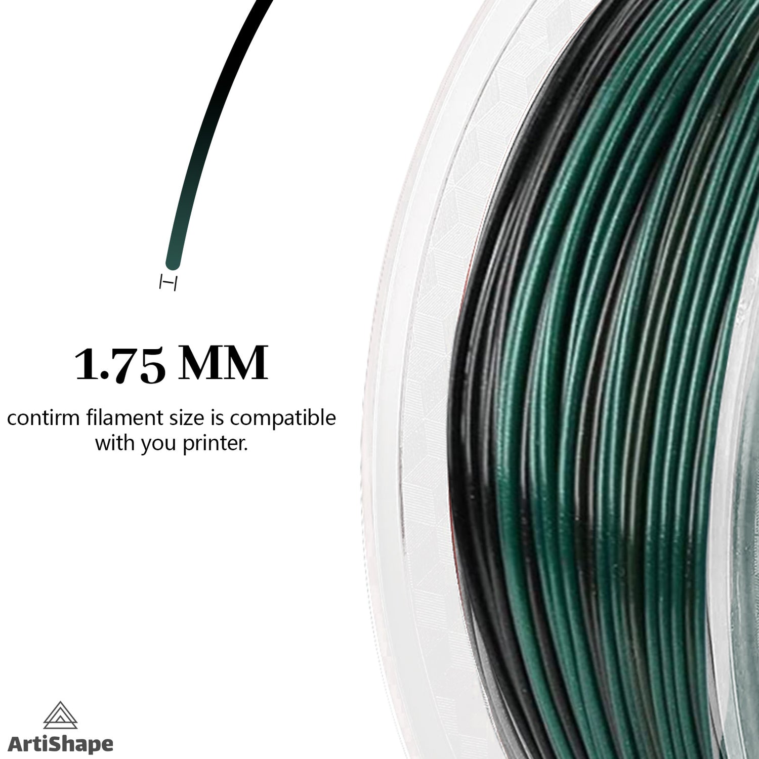 artishape-silk-shiny-gradient-pla-filament-black&amp;green-1.75mm