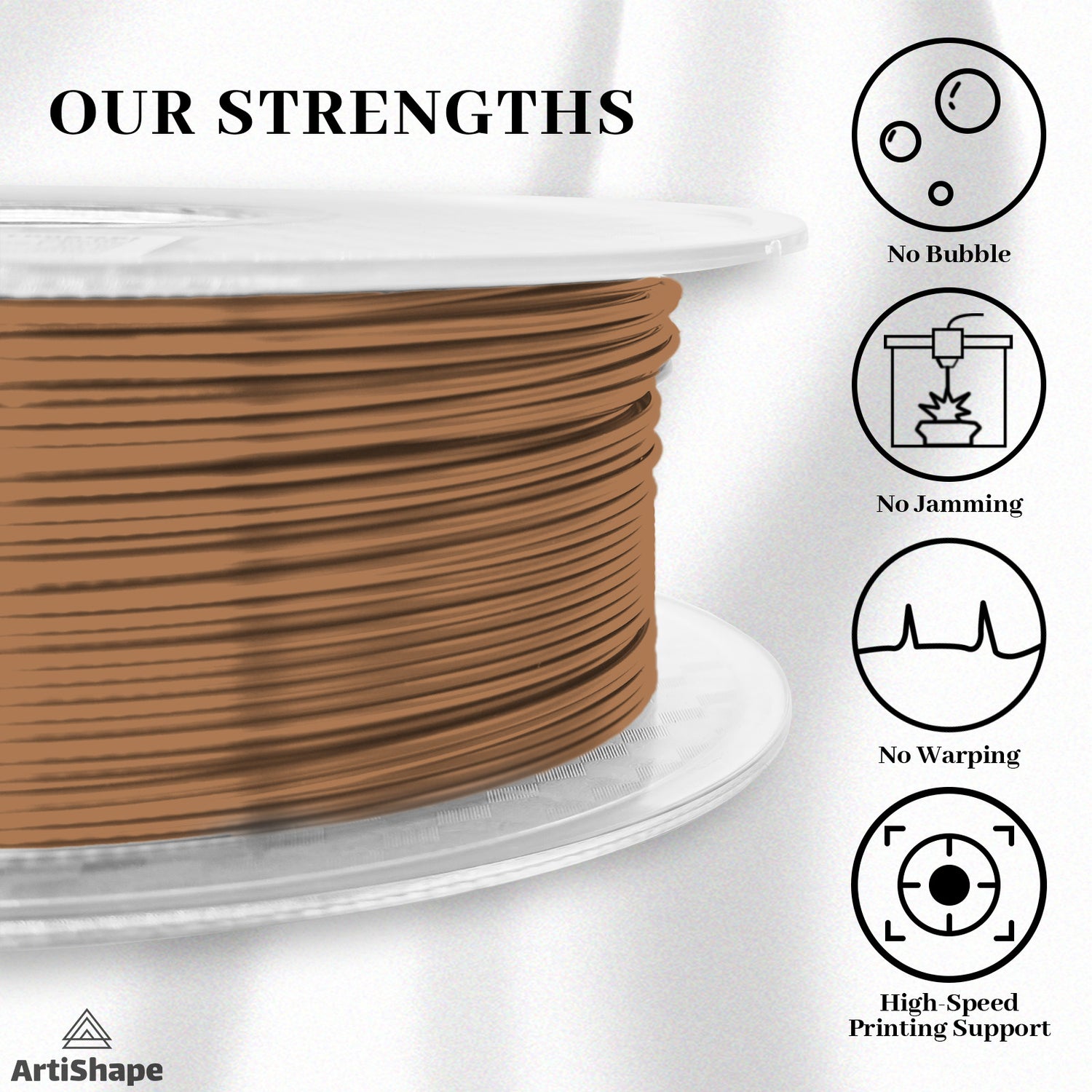 WalnutWood - 3D Printer Filament - PLA Filament - 1.75MM,0.8KG Spool